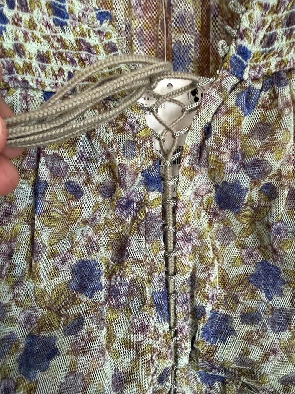 Free People Beatrice Floral Smocked Peasant Blouse Size Medium NWT
